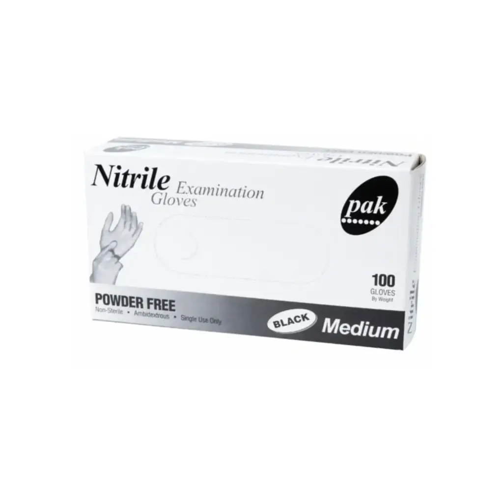 Medium BLACK Nitrile Gloves - Powder-Free