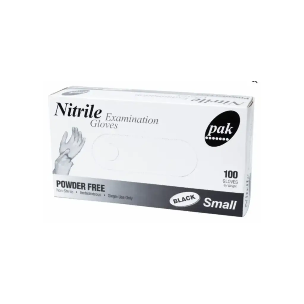 Small BLACK Nitrile Gloves - Powder-Free
