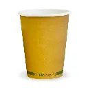 12oz (90mm) Kraft Green Stripe Single Wall BioCup