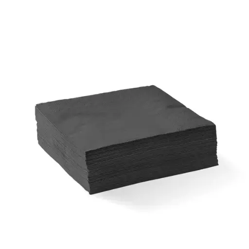 [L-B/CNCE-B] 2-Ply Black Corner Embossed Cocktail BioNapkin