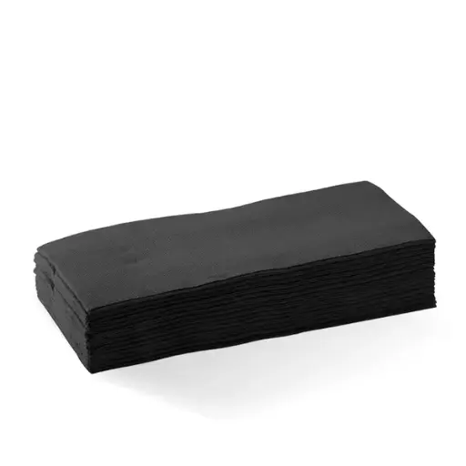 [L-DNQ1/8-B] 2-Ply 1/8 Fold Black BioNapkin