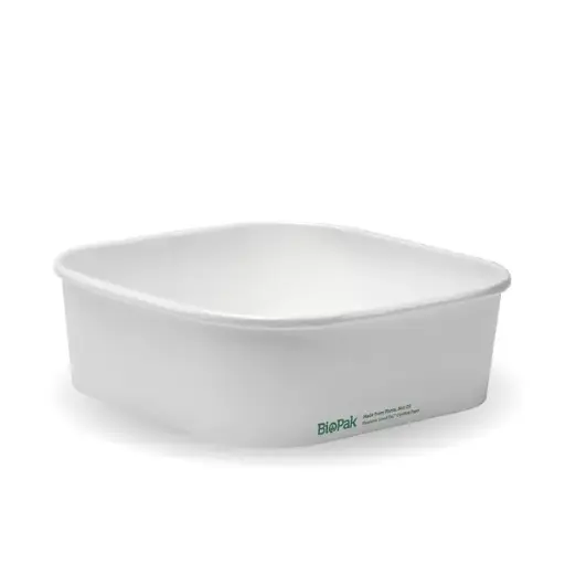 [BB-SLB-1000-W] 1,000ml White BioBoard Square Takeaway Base
