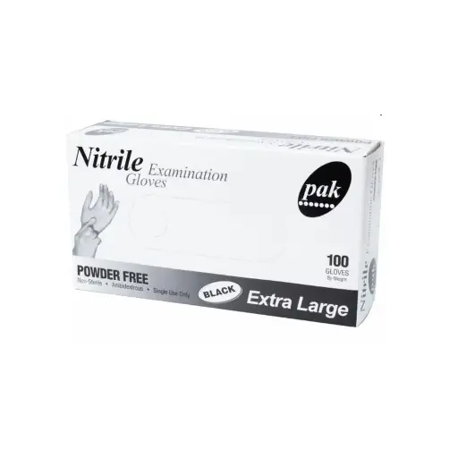 [GLOVNITBLXL] Extra Large BLACK Nitrile Gloves - Powder-Free