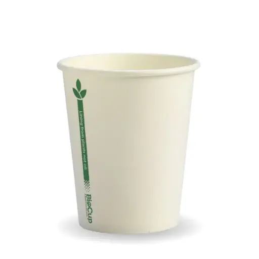 [BC-8-GL] 8oz (80mm) White Green Line Single Wall BioCup