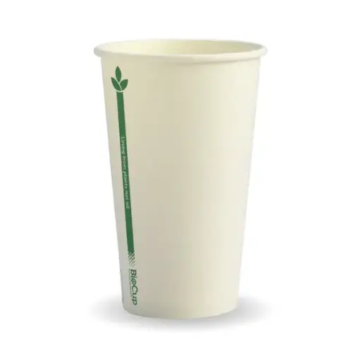 [BC-12(80)-GL] 12oz (80mm) White Green Line Single Wall BioCup