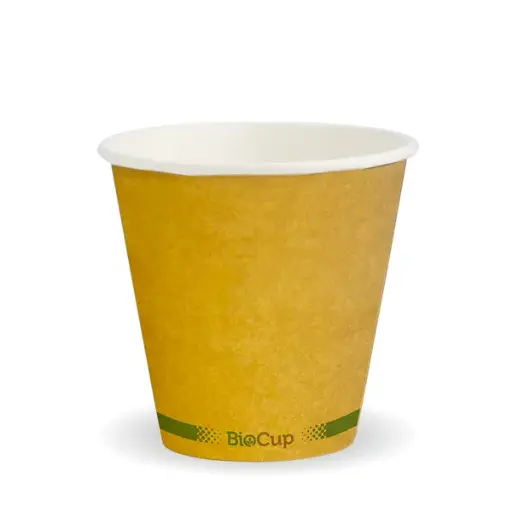 [BCK-8-GS-90-V2] 8oz (90mm) Kraft Green Stripe Single Wall BioCup